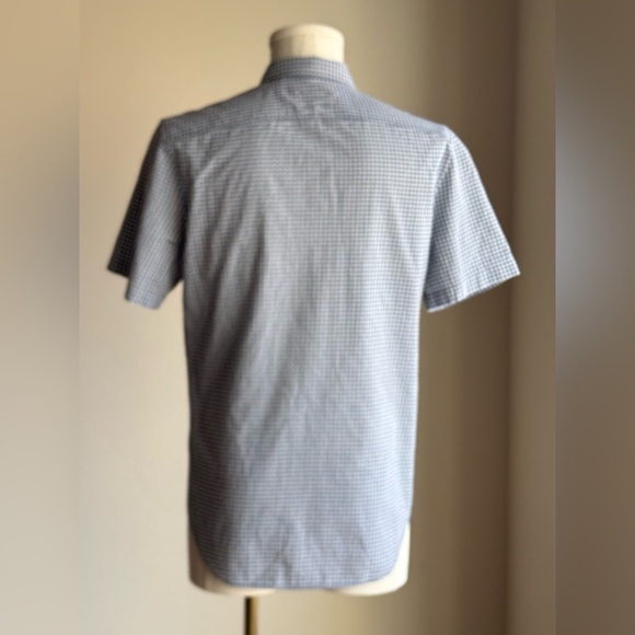 Burberry Brit Gingham Check Short Sleeve Button Down Shirt Size M Baby Blue - Picture 6 of 9